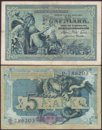 1904 Germany 5 Mark (6 digit) L000650